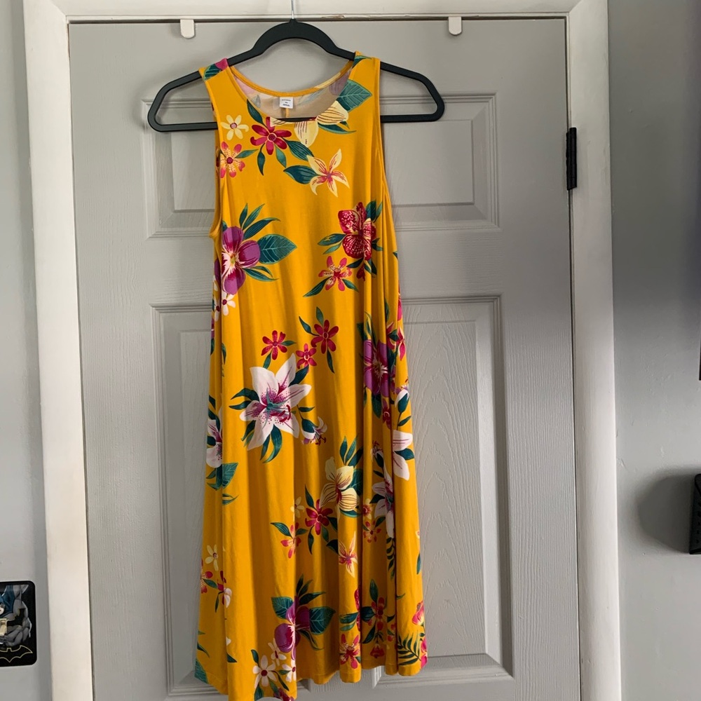 Old Navy Yellow Floral Sleeveless Swing Dress Size XS